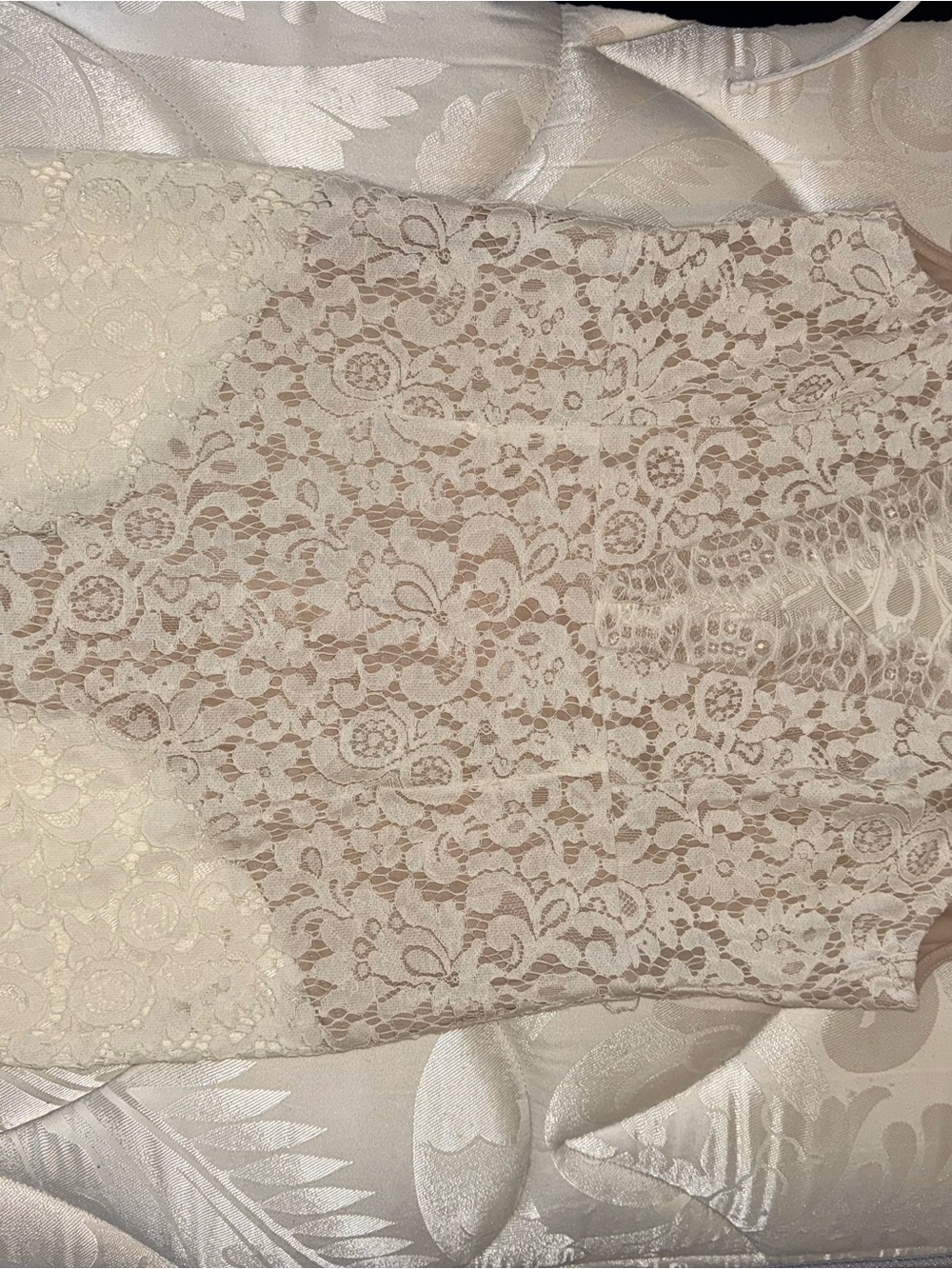 Fashion Nova Cream Lace Midi Dress